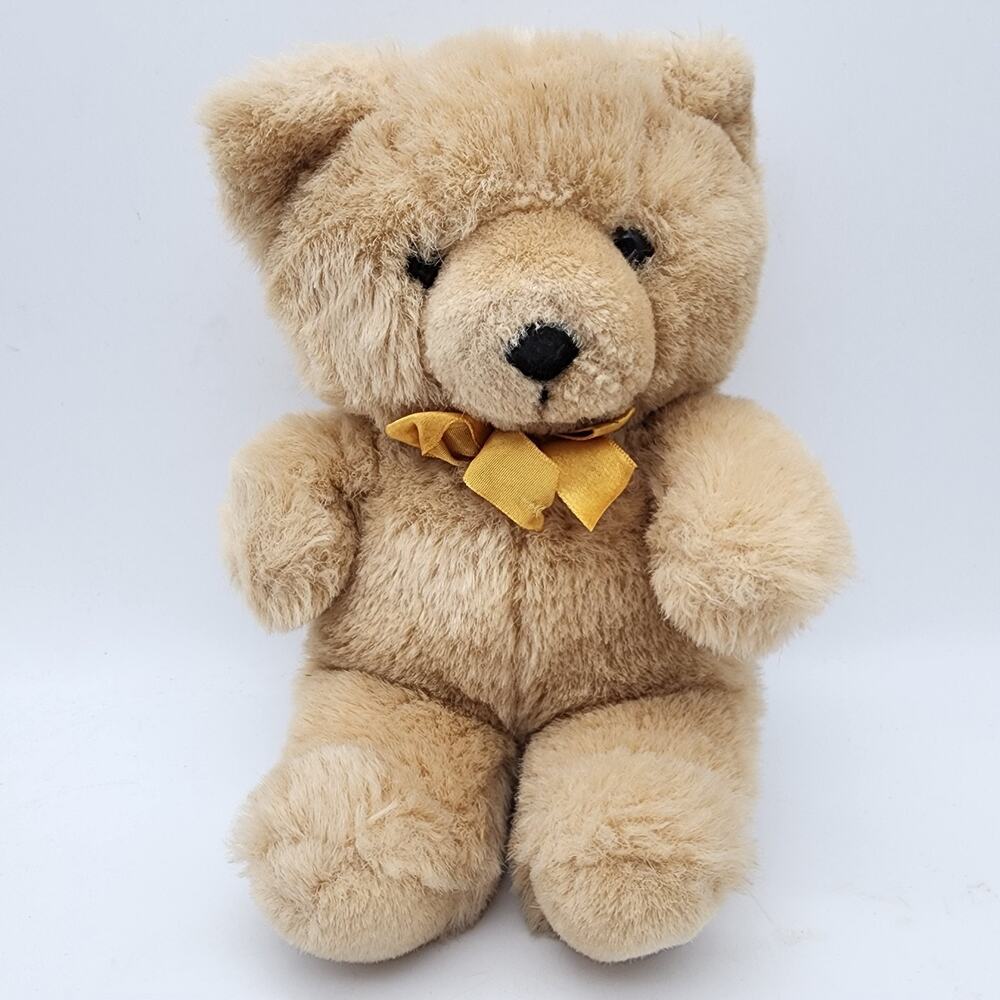 Vintage Commonwealth Tan Teddy Bear Plush Stuffed Animal 10" Hard Eyes 1989